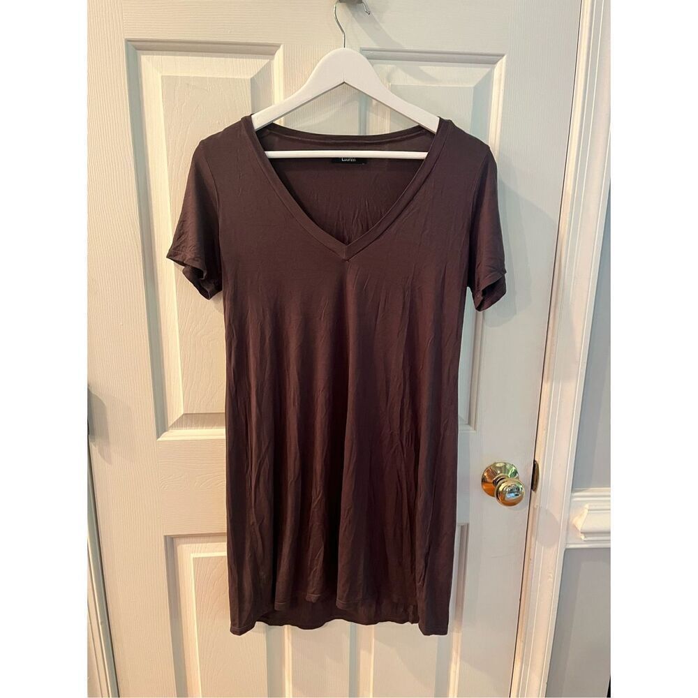 Michael Lauren X Revolve Dark Gray V-Neck T-Shirt Dress sz S EUC